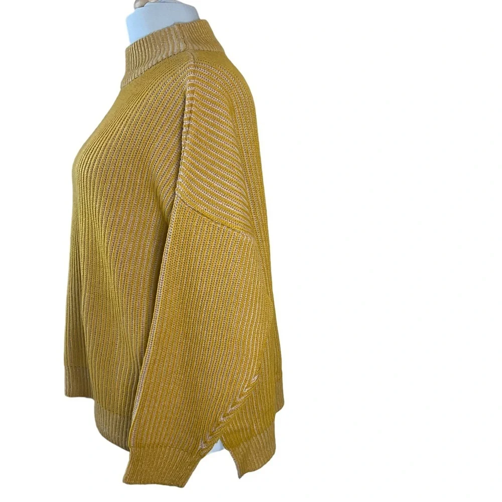 Topshop Mustard Ribbed Funnel Neck Sweater